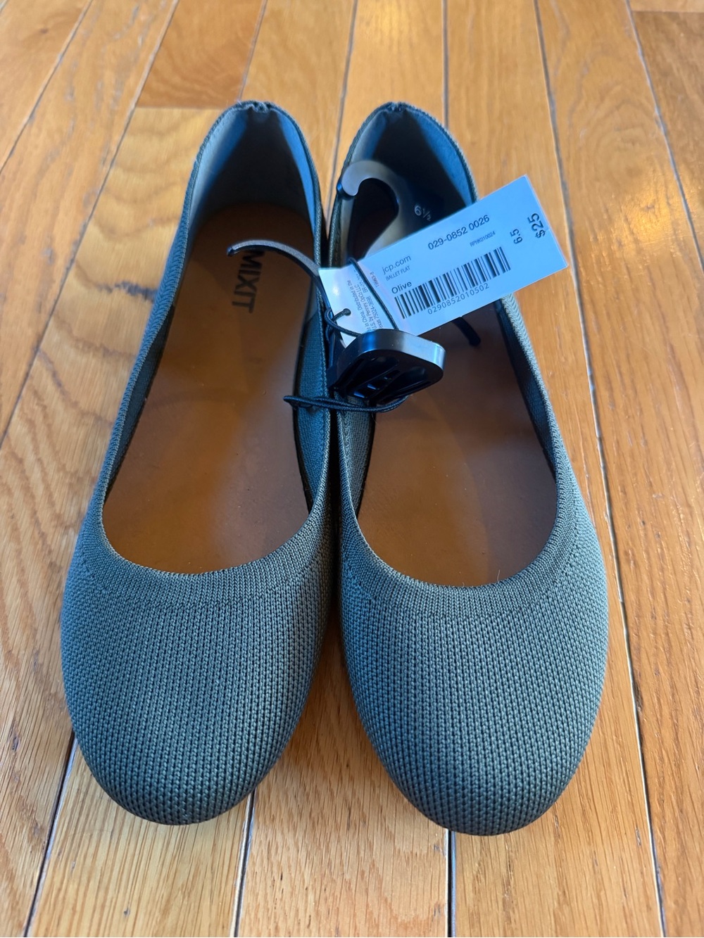 New NWT $45 Mixit Olive Green Knit Ballet Flats Shoes Casual Womens Sz 6.5